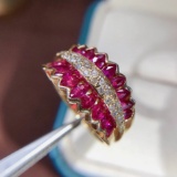 14k Gold 1.58 Ctw Natural Ruby & Diamond Ring