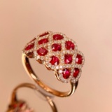 14k Gold 2.20 Ctw Natural Ruby & Diamond Ring