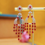 14k Gold 5.13 Ctw Natural Ruby & Diamond Earrings