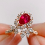 14k Gold 1.81 Ctw Natural Ruby & Diamond Ring