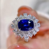 14k Gold 3.45 Ctw Natural Sapphire & Diamond Ring