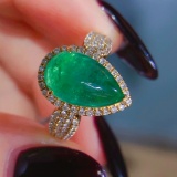 14k Gold 3.31 Ctw Natural Emerald & Diamond Ring