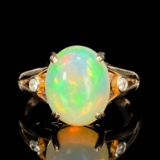 14k Gold 2.89 Ctw Natural Opal & Diamond Ring