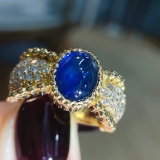 14k Gold 3.31 Ctw Natural Sapphire & Diamond Ring