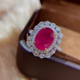 14k Gold 2.92 Ctw Natural Ruby & Diamond Ring