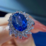 14k Gold 5.47 Ctw Natural Sapphire & Diamond Ring