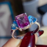 14k Gold 1.78 Ct Natural Sapphire & Topaz Ring