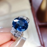 14k Gold 4.12 Ctw Natural Sapphire & Diamond Ring