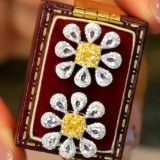 14k Gold 1.52 Ctw Natural Yellow Diamond & Sapphire Earrings