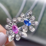 14k Gold 1.00 Ctw Natural Sapphire & Diamond Ring