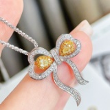 14k Gold 0.61 Ct Natural Yellow Diamond & Diamond Pendant