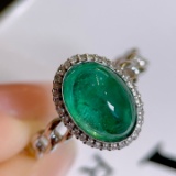 14k Gold 2.5 Ct Vivid Green Natural Emerald & Diamond Ring