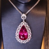 14k Gold 5.1 Ct Natural Tourmaline & Diamond Pendant