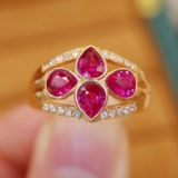 14k Gold 1.40 Ctw Natural Ruby & Diamond Ring