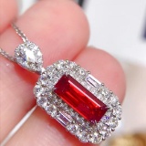 14k Gold 1.87 Ctw Natural Ruby & Diamond Pendant