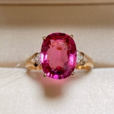 14k Gold 4.15 Ctw Natural Tourmaline & Diamond Ring