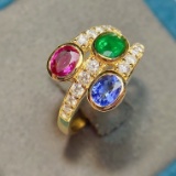 14k Gold 0.77 Ctw Natural Ruby & Diamond Ring
