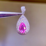 14k Gold 0.93 Ct Natural Sapphire & Diamond Pendant