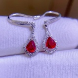 14k Gold 1.02 Ct Vivid Red Natural Ruby & Diamond Earrings