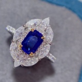 14k Gold 1.40 Ctw Natural Sapphire & Diamond Ring