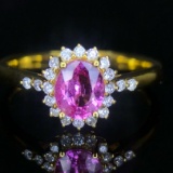14k Gold 1.07 Ctw Natural Sapphire & Diamond Ring
