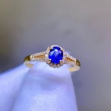 14k Gold 0.8 Ct Natural Sapphire & Diamond Ring