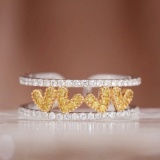14k Gold 0.31 Ctw Natural Yellow Diamond & Diamond Ring