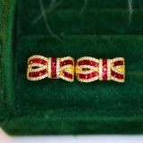 14k Gold 1.34 Ctw Vivid Red Natural Ruby & Diamond Earrings
