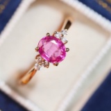 14k Gold 1.14 Ctw Natural Sapphire & Diamond Ring