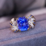14k Gold 4.86 Ctw Natural Sapphire & Diamond Ring