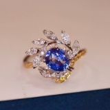 14k Gold 1.64 Ctw Natural Sapphire & Diamond Ring