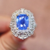 14k Gold 4.90 Ctw Natural Sapphire & Diamond Ring