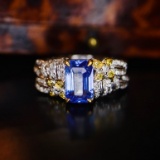 14k Gold 2.27 Ctw Natural Sapphire & Diamond Ring