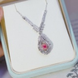 14k Gold 1.06 Ctw Natural Pink Diamond & Diamond Necklace