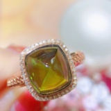 14k Gold 5.71 Ctw Natural Tourmaline & Diamond Ring