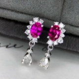 14k Gold 0.95 Ctw Natural Sapphire & Diamond Earrings
