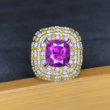 14k Gold 3.50 Ctw Natural Sapphire & Diamond Ring
