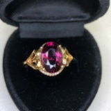 14k Gold 3.6 Ct Natural Garnet & Diamond Ring