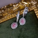 14k Gold 0.70 Ctw Natural Pink Diamond & Diamond Earrings