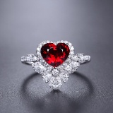14k Gold 1.98 Ctw Vivid Red Natural Spinel & Diamond Ring