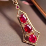 14k Gold 1.25 Ct Natural Ruby & Diamond Pendant