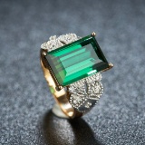 14k Gold 8.2 Ct Natural Tourmaline & Diamond Ring