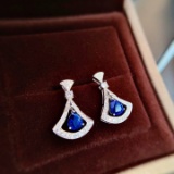 14k Gold 2.11 Ctw Natural Sapphire & Diamond Earrings