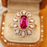 14k Gold 1.78 Ctw Natural Ruby & Diamond Ring/pendant