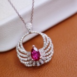 14k Gold 0.56 Ctw Natural Ruby & Diamond Pendant