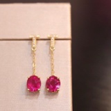 14k Gold 2.3 Ct Natural Tourmaline & Diamond Earrings