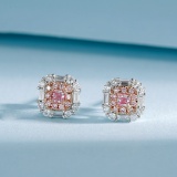 14k Gold 0.56 Ctw Natural Pink Diamond & Diamond Earrings