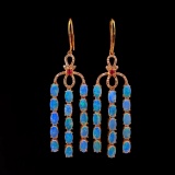 14k Gold 4.40 Ctw Natural Opal & Diamond Earrings