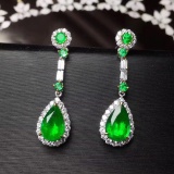 14k Gold 5.31 Ctw Vivid Green Natural Emerald & Diamond Earrings