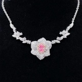 14k Gold 1.72 Ctw Natural Pink Diamond & Diamond Necklace